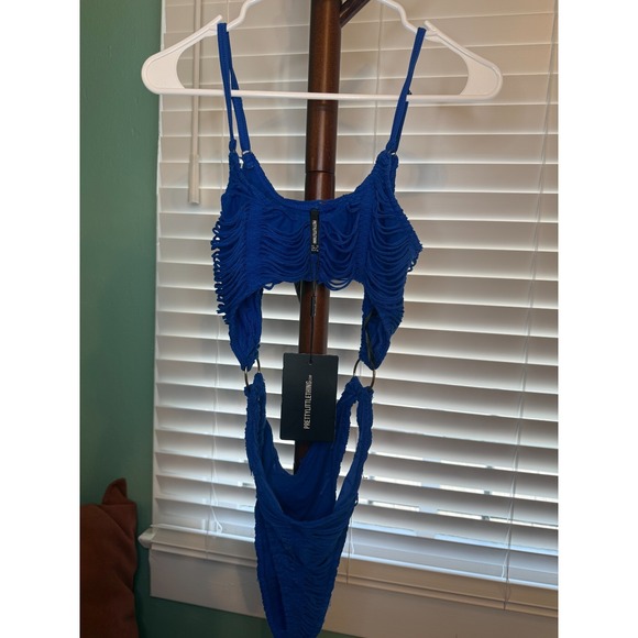 PrettyLittleThing Other - PrettyLittleThing Swimsuit Womens US 6 Cobalt Blue Extreme Slashed Cut Out NWT